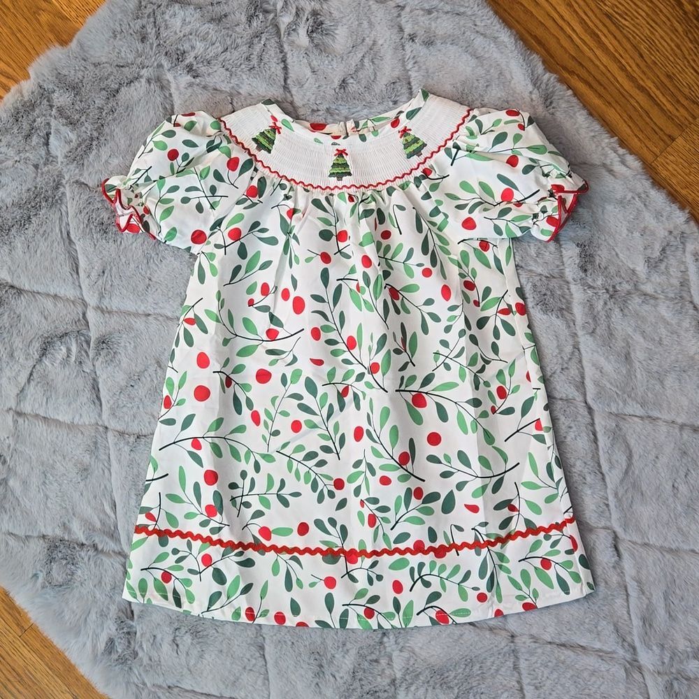 Dash of Glitter White/Red Holiday Dress, Little Girls Size Medium, EUC